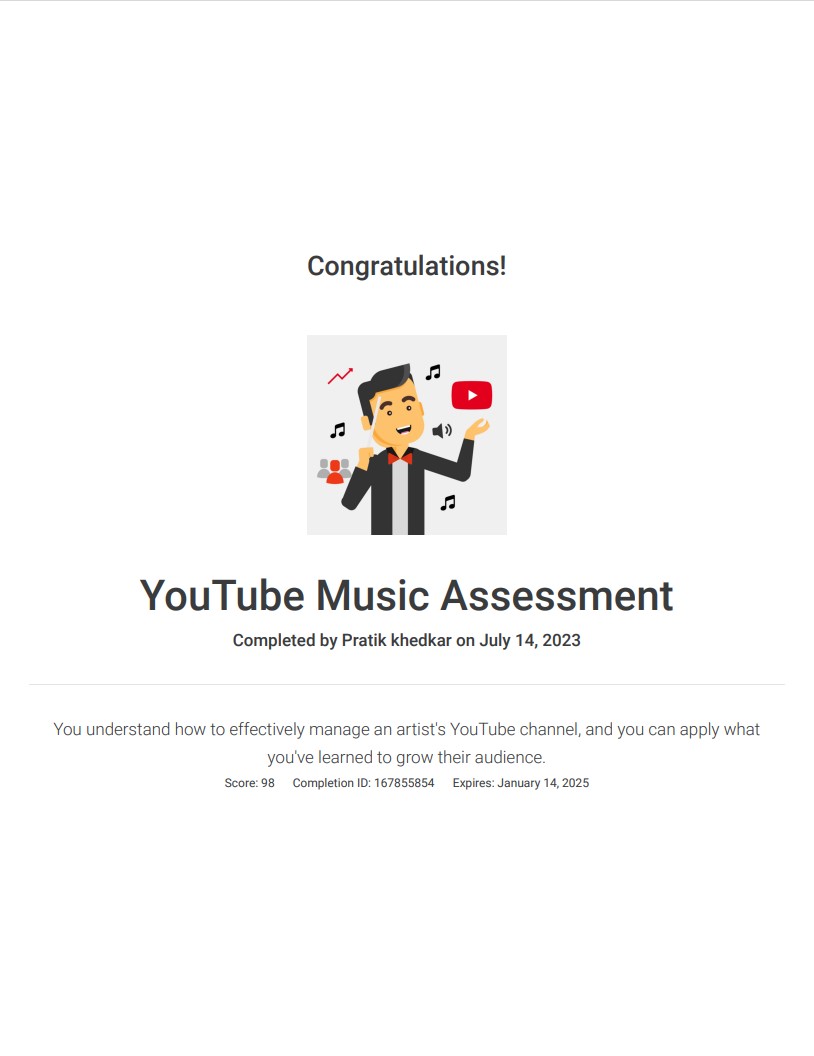 Youtube Music Assessment